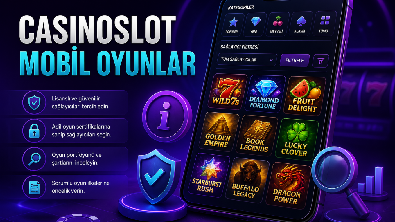 CasinoSlot mobil oyun kategorileri ve sağlayıcı filtreleri görseli