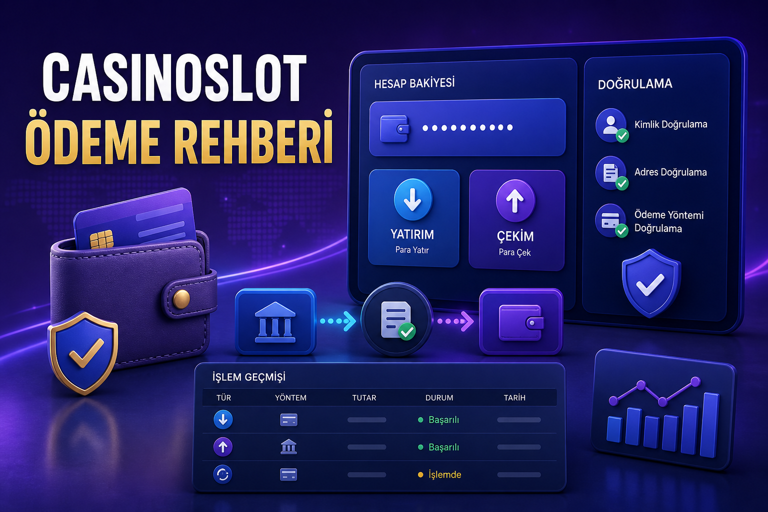 CasinoSlot ödeme yöntemleri ve para çekme kontrollerini anlatan rehber görseli